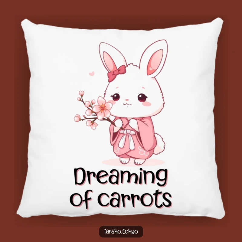 Funny Bunny Kimono Pillow: Soft and cozy decorative funny pillow with a cute pink kimono bunny.