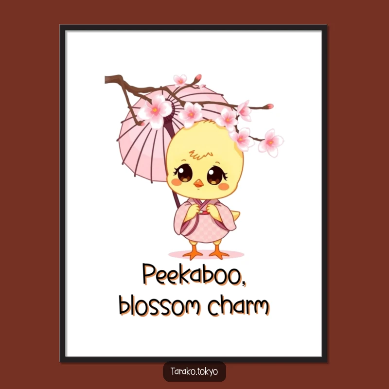 Funny Chick Kimono Umbrella Digital Art - Instant Adorable Spring Decor