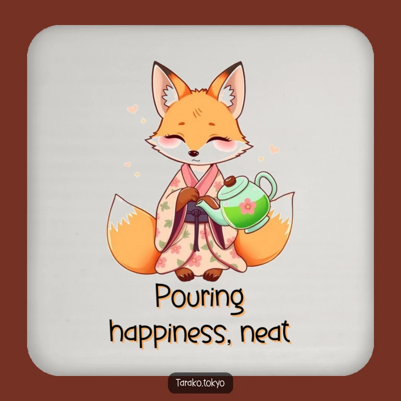 Funny Fox Kimono Tea Drink Coaster - Protect Surfaces with Elegance