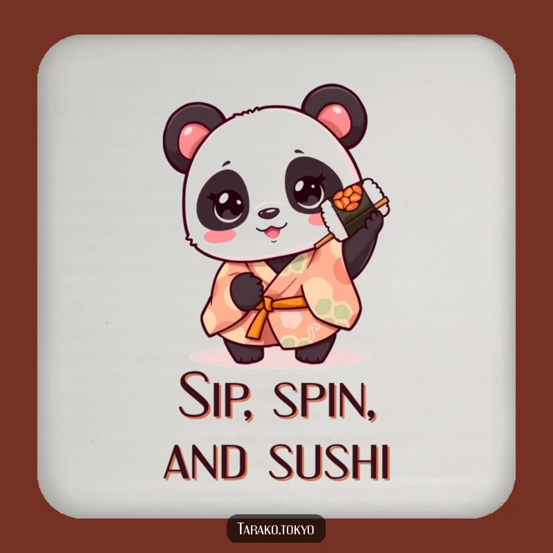 Funny Panda Kimono Sushi Drink Coaster - Protect Surfaces with Cuteness