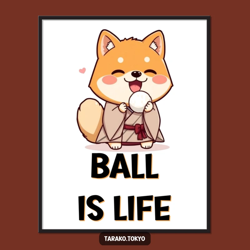 Funny Shiba Inu Kimono Rice Ball Poster: Enthusiastic Wall Art