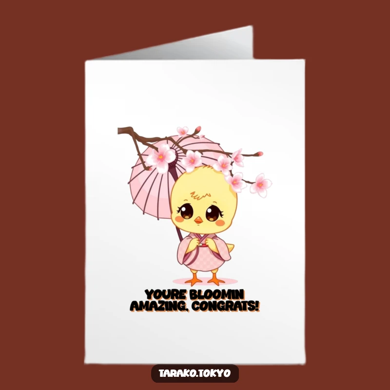 Free Printable Congrats Card Chick Umbrella Downloadable Cheer