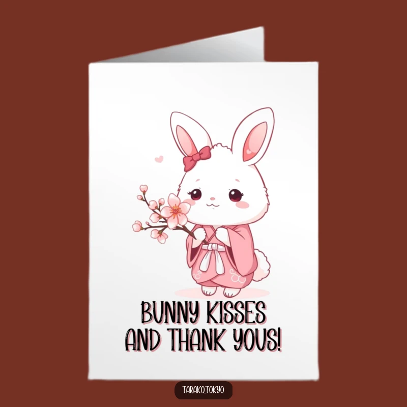 Free Printable Thank You Card: Bunny Kimono Blossom Expressing Gratitude with Cute Humor