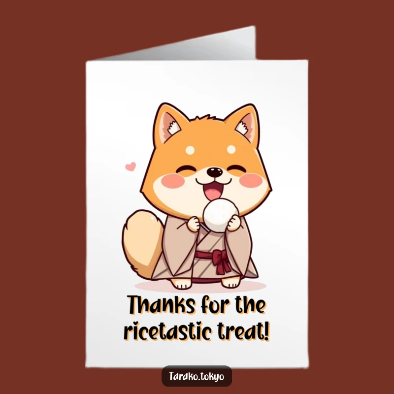 Free Printable Thank You Card: Grateful Shiba Inu Kimono Rice Ball