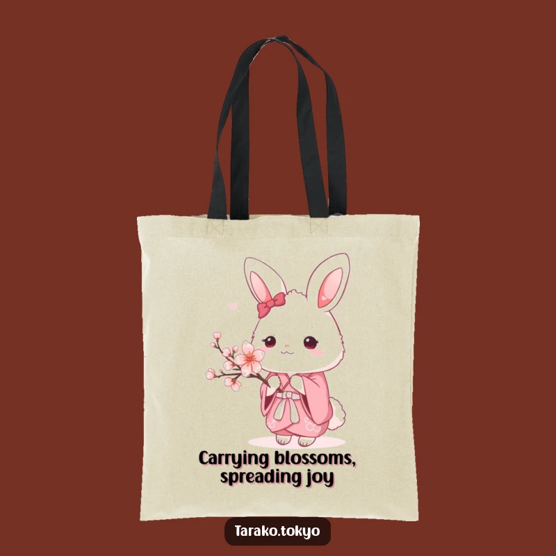Funny Bunny Kimono Tote Bag: Spacious and stylish funny tote with a cute pink kimono bunny.